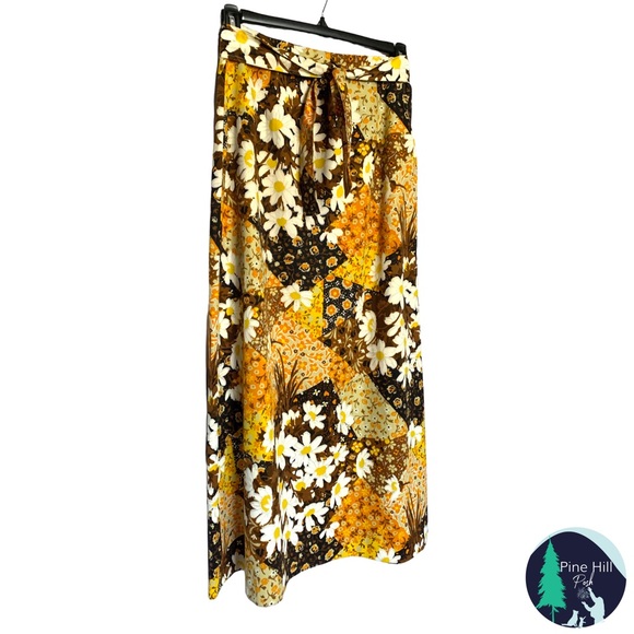 SOLD Vintage 60s Skirt Handmade Floral Maxi Womens Medium Hippy Flower Power - Picture 4 of 10